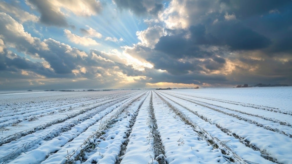 Аномальный мороз на фоне необычного неба