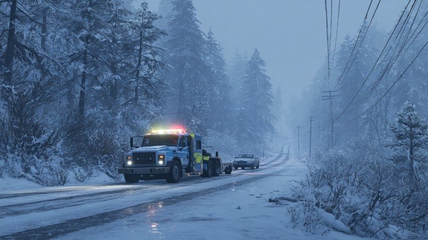 Эвакуация автомобиля на морозе