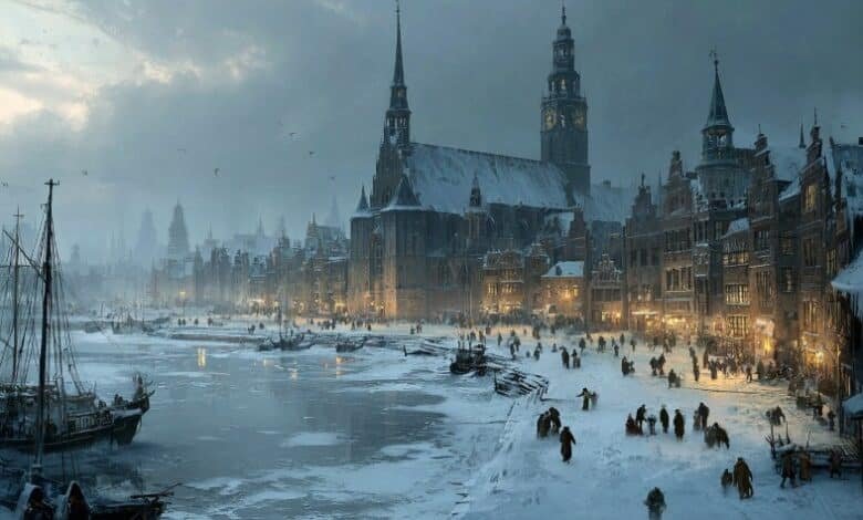 Исторический холод в Европе, замёрзший город