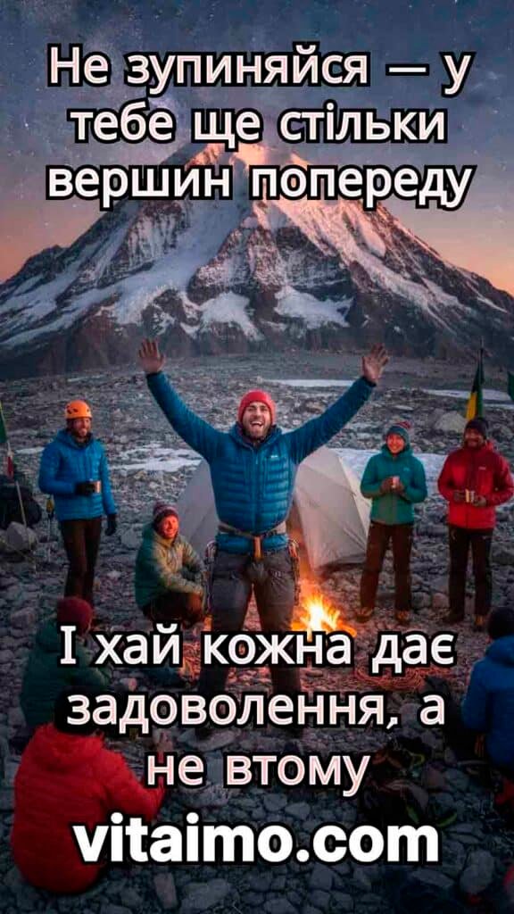 Мотивуюча листівка з днем народження для чоловіка або друга з горами