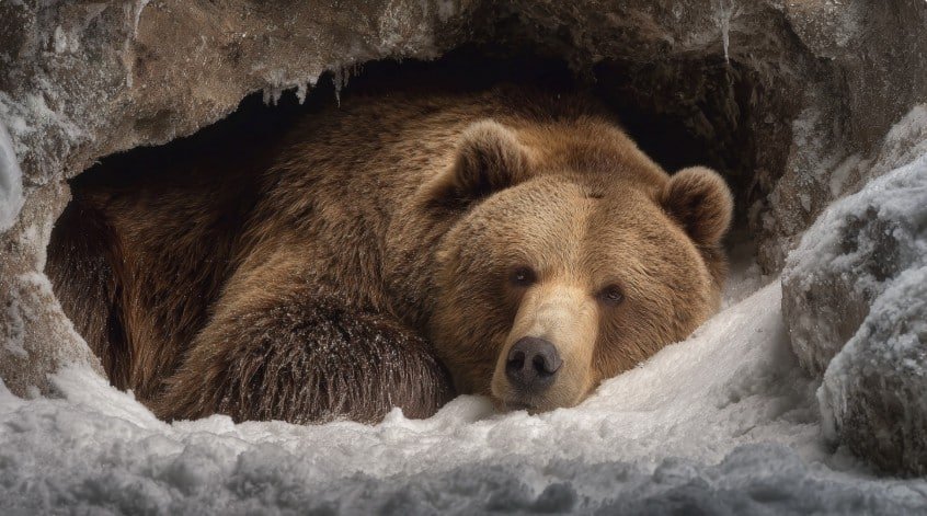 Медведь спит в берлоге
