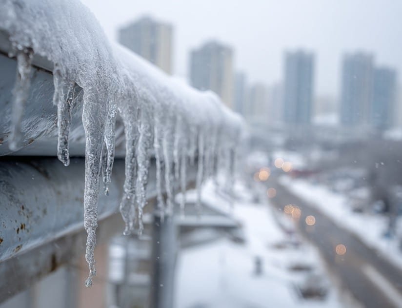 наледь на крышах после оттепели