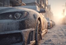 Автомобиль утром полностью покрыт льдом