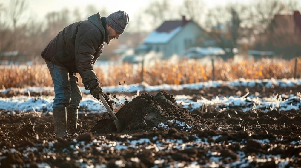 Фермер готовит почву к зиме
