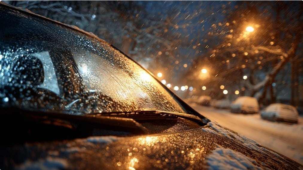 Чехол на лобовом стекле зимой