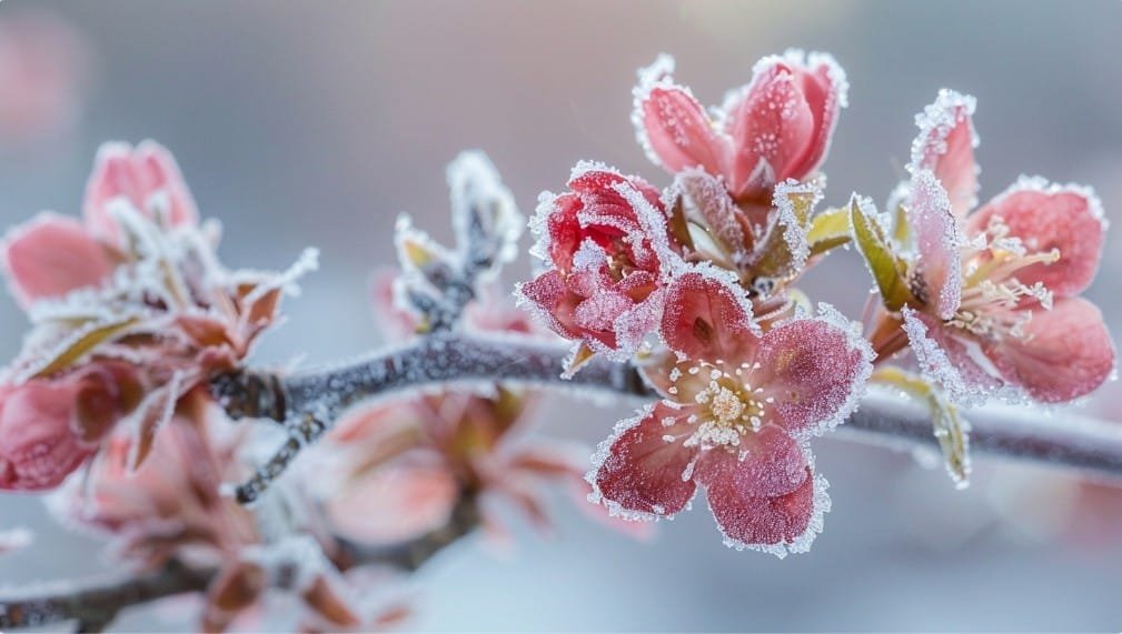 Цветущие растения с инеем