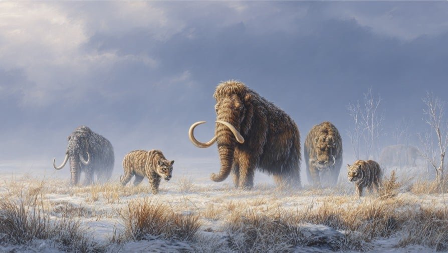 Мамонты и саблезубые тигры в степи ледниковой эпохи