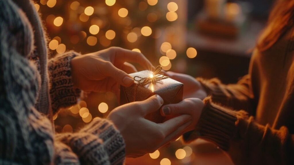 Ніжний момент вручення подарунка жінці