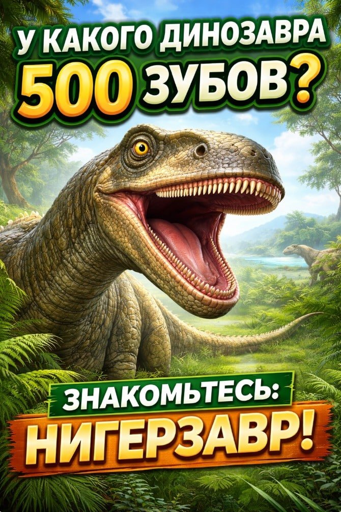 Нигерзавр — динозавр с 500 зубами: реконструкция и иллюстрация для обложки