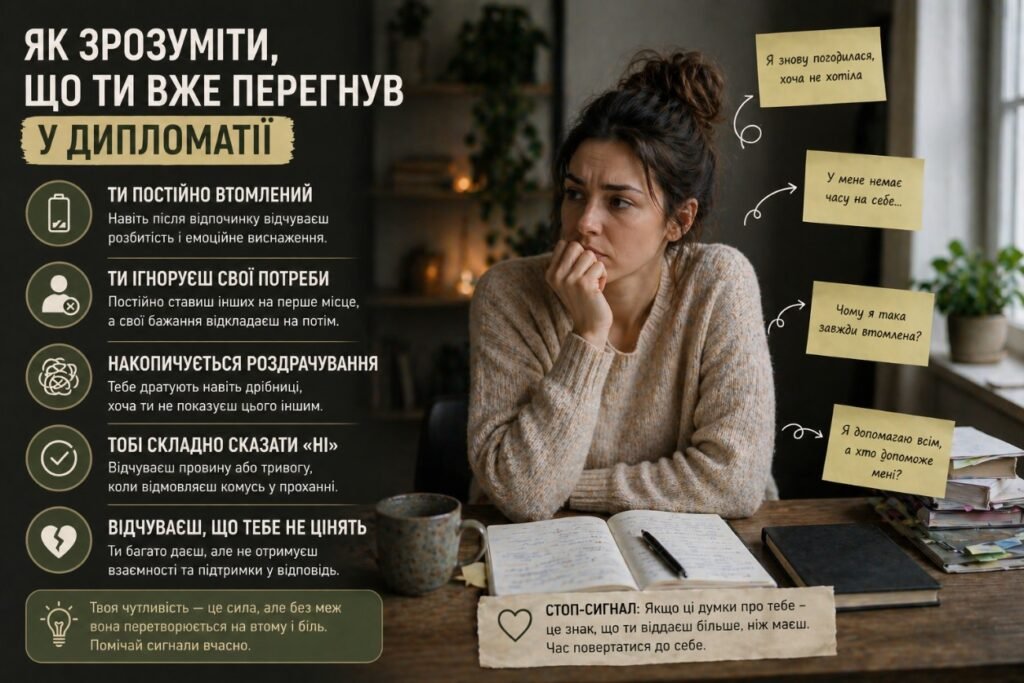 Як зрозуміти що гармонійний дипломат перегнув — ознаки втрати меж і надмірної поступливості