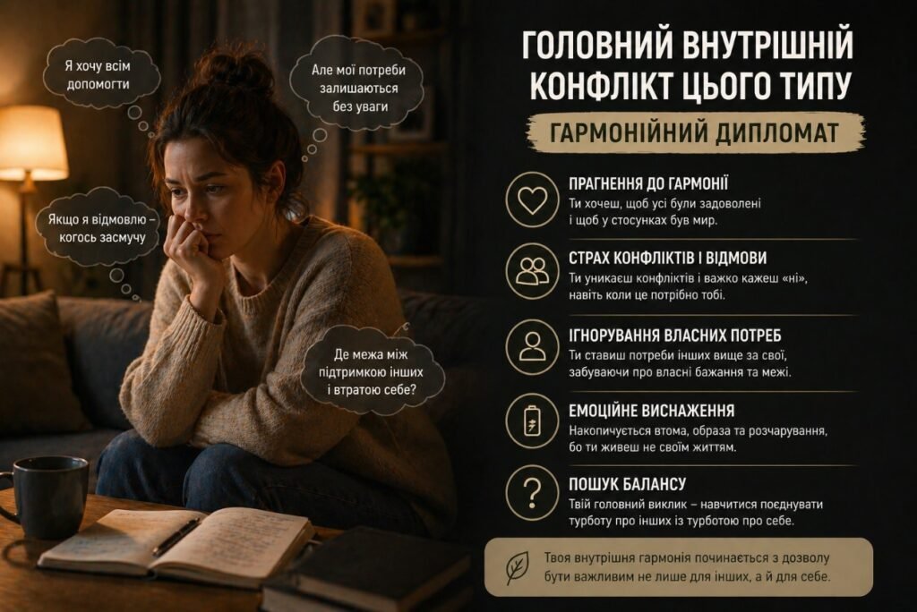 Внутрішній конфлікт гармонійного дипломата — боротьба між бажанням допомагати і власними потребами