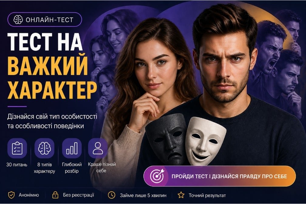 Тест на важкий характер онлайн — визнач свій психотип і стиль поведінки