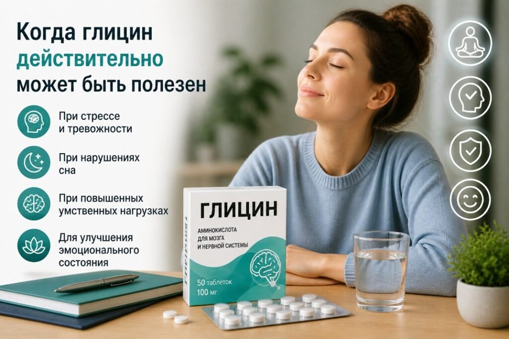 Когда глицин действительно полезен — применение при стрессе, тревоге и нарушениях сна