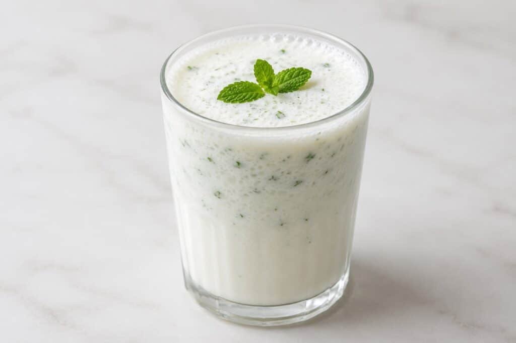 Ayran: What It Is, What It Tastes Like and How to Drink It 2 Traditional ayran, a cold savory Turkish yogurt drink with a light foamy texture