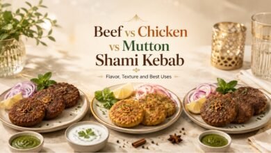 Beef vs Chicken vs Mutton Shami Kebab: Flavor, Texture and Best Uses 11 Beef, chicken and mutton shami kebab served side by side