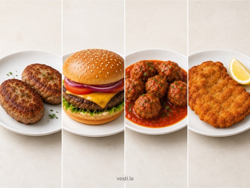 Kotlet, Kotleta, Kotlety or Kotleti: What Do These Words Mean? 7 Kotleti compared with a burger, meatball and schnitzel