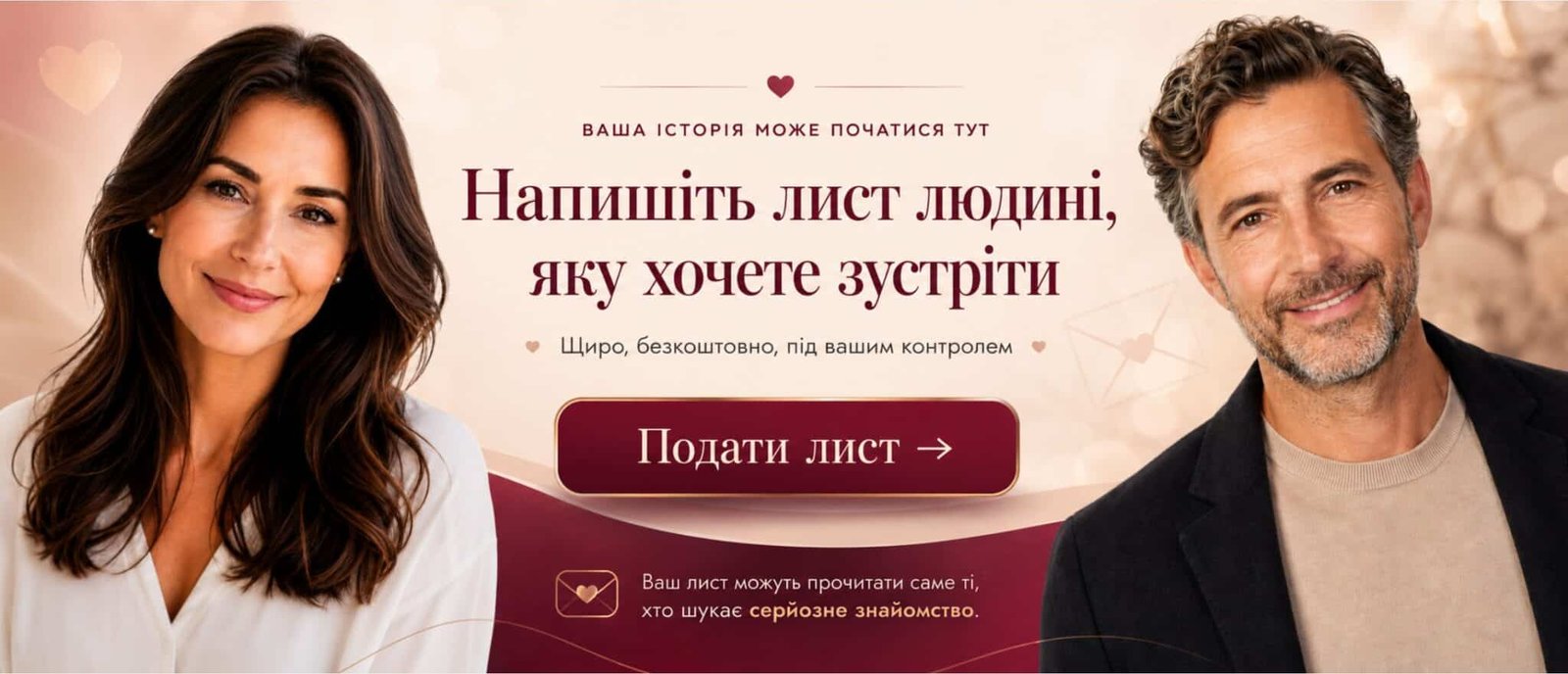 Опублікувати власний лист для серйозного знайомства на LoveAmur