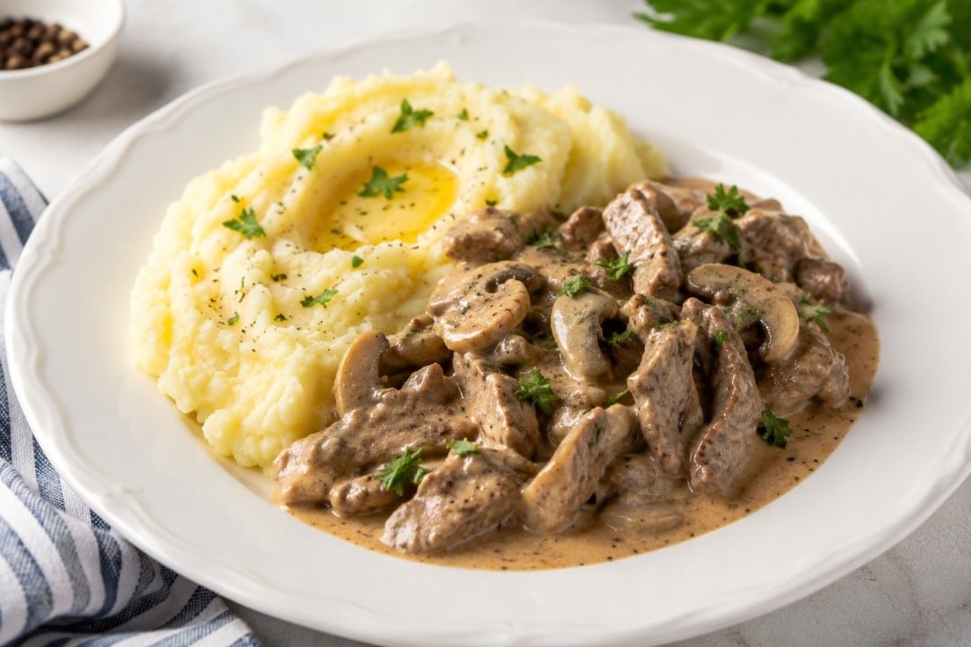 Russian Food Near Me: Restaurants, Delis, Markets and Delivery 5 Russian beef Stroganoff served with mashed potatoes