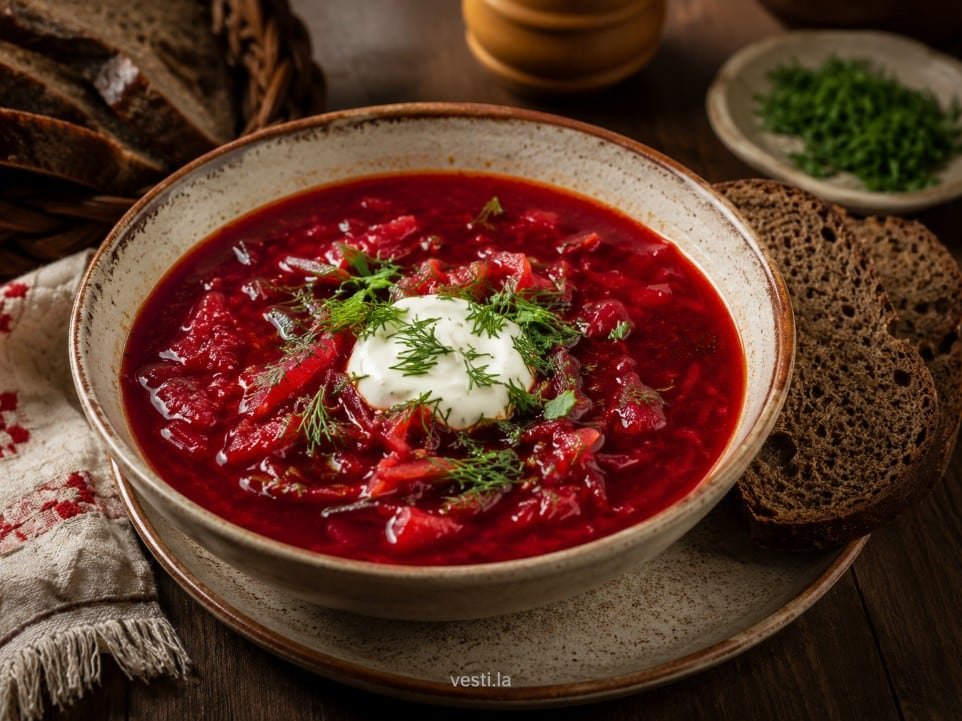 Russian Food Near Me: Restaurants, Delis, Markets and Delivery 3 Russian borscht served with sour cream, dill and bread