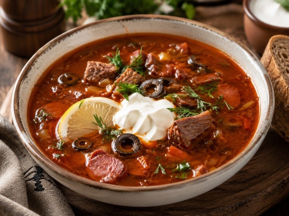 Russian Food Near Me: Restaurants, Delis, Markets and Delivery 6 Russian meat solyanka with olives, lemon and sour cream