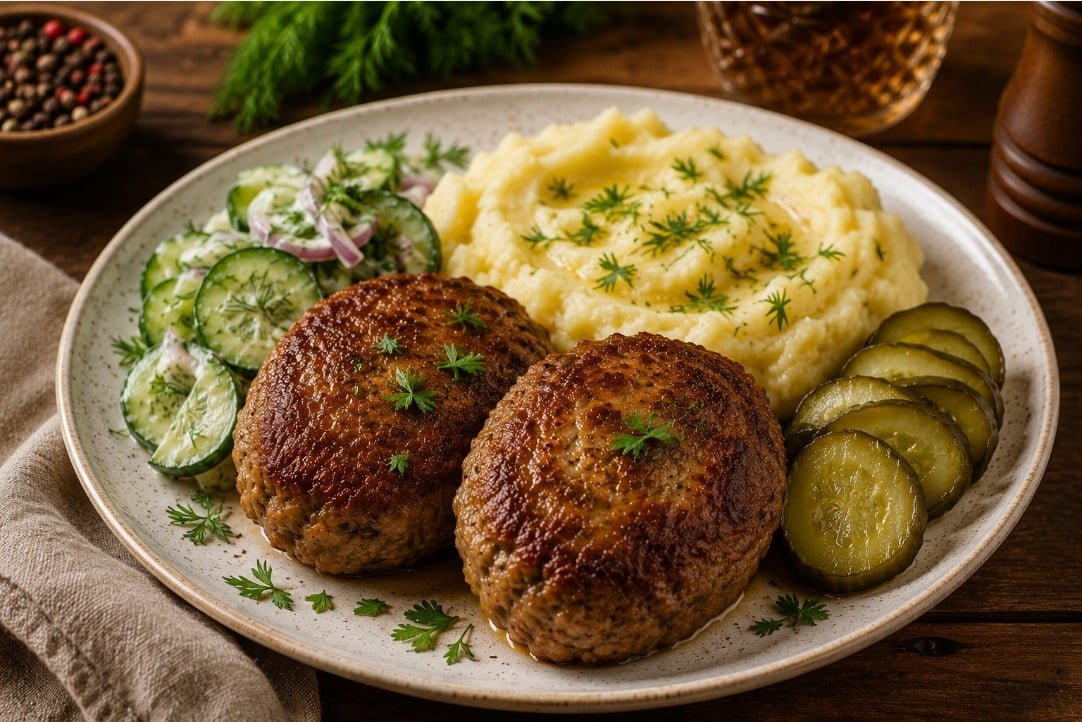Kotlet, Kotleta, Kotlety or Kotleti: What Do These Words Mean? 10 Russian pork kotleti with mashed potatoes and pickles