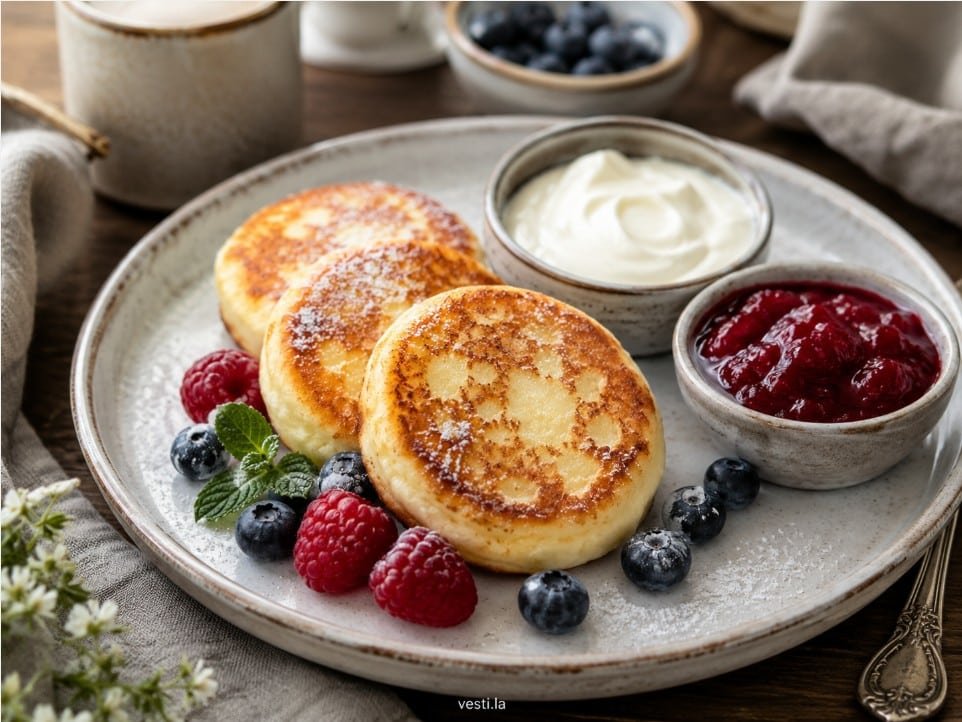 Russian Food Near Me: Restaurants, Delis, Markets and Delivery 12 Russian syrniki with sour cream and berries