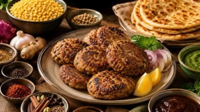 Shami Kebab Essentials: What to Buy for Better Homemade Kebabs 5 Shami kebab essentials including chana dal, spices, meat and cooking tools