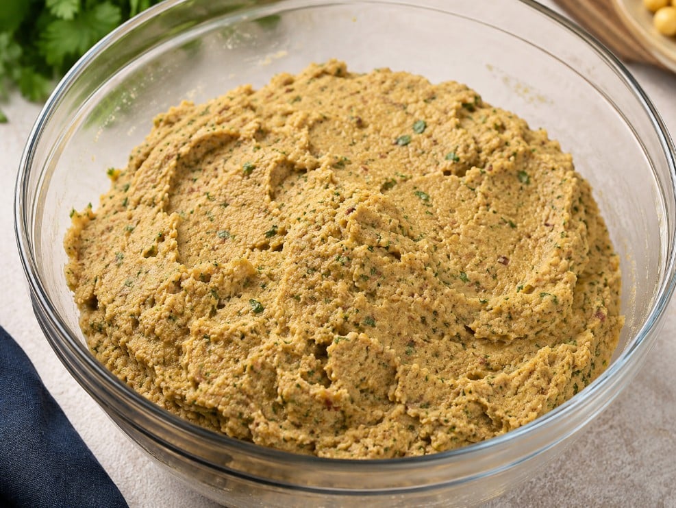 Fine and cohesive shami kebab mixture ready for shaping