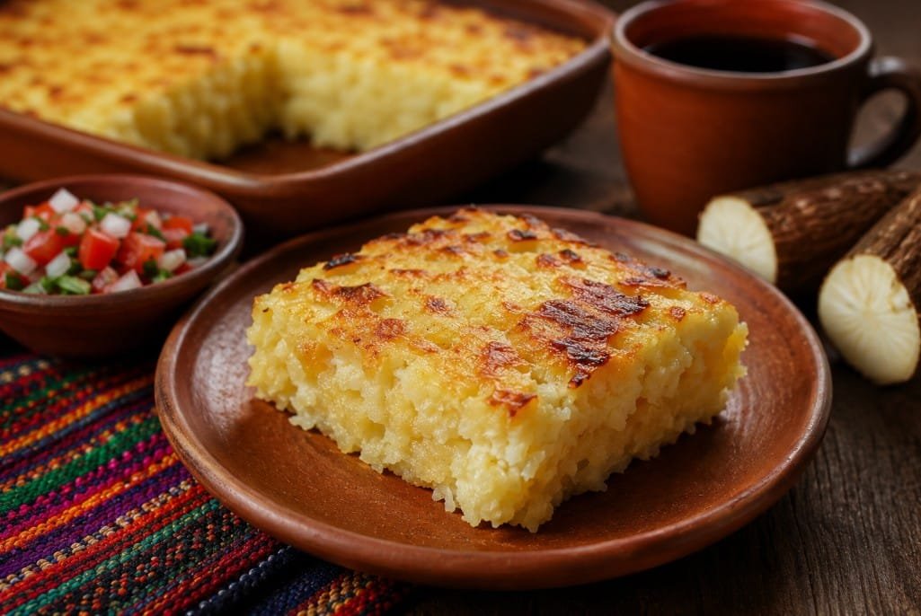 How to Make Sonso de Yuca: Traditional Bolivian Recipe 2 Baked sonso de yuca with a golden top and soft cassava and cheese center
