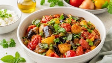 Is Ajapsandali Vegan and Gluten-Free? Ingredients and Restaurant Guide 5 Vegan and gluten-free ajapsandali with eggplant, tomatoes, peppers, potatoes and fresh herbs