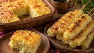 How to Make Sonso de Yuca: Traditional Bolivian Recipe 7 Sonso de yuca recipe with baked cassava and cheese squares and grilled sonso al palo