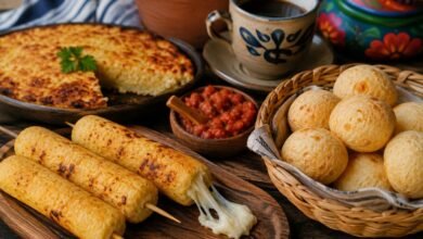 Sonso de yuca vs cuñapé with grilled cassava and cheese sonso beside Bolivian cheese bread