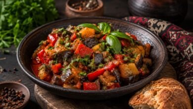 What Does Ajapsandali Taste Like? Flavor, Texture and Serving Guide 4 Georgian ajapsandali with tender eggplant, tomatoes, red peppers, potatoes and fresh herbs