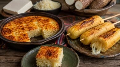 What Is Sonso de Yuca? A Guide to Bolivia’s Cassava and Cheese Dish 8 Traditional Bolivian sonso de yuca served baked and grilled on wooden sticks