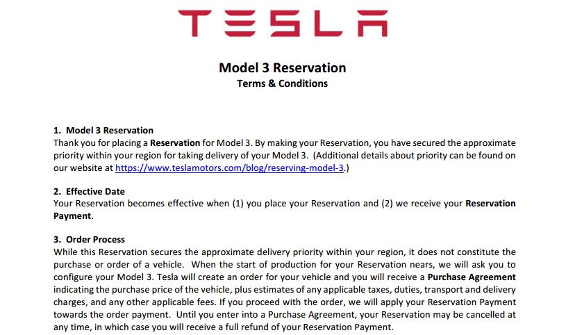 Для предзаказа бюджетного варианта модели Тесла покупателю следует пополнить специальный счет на одну тысячу долларов.