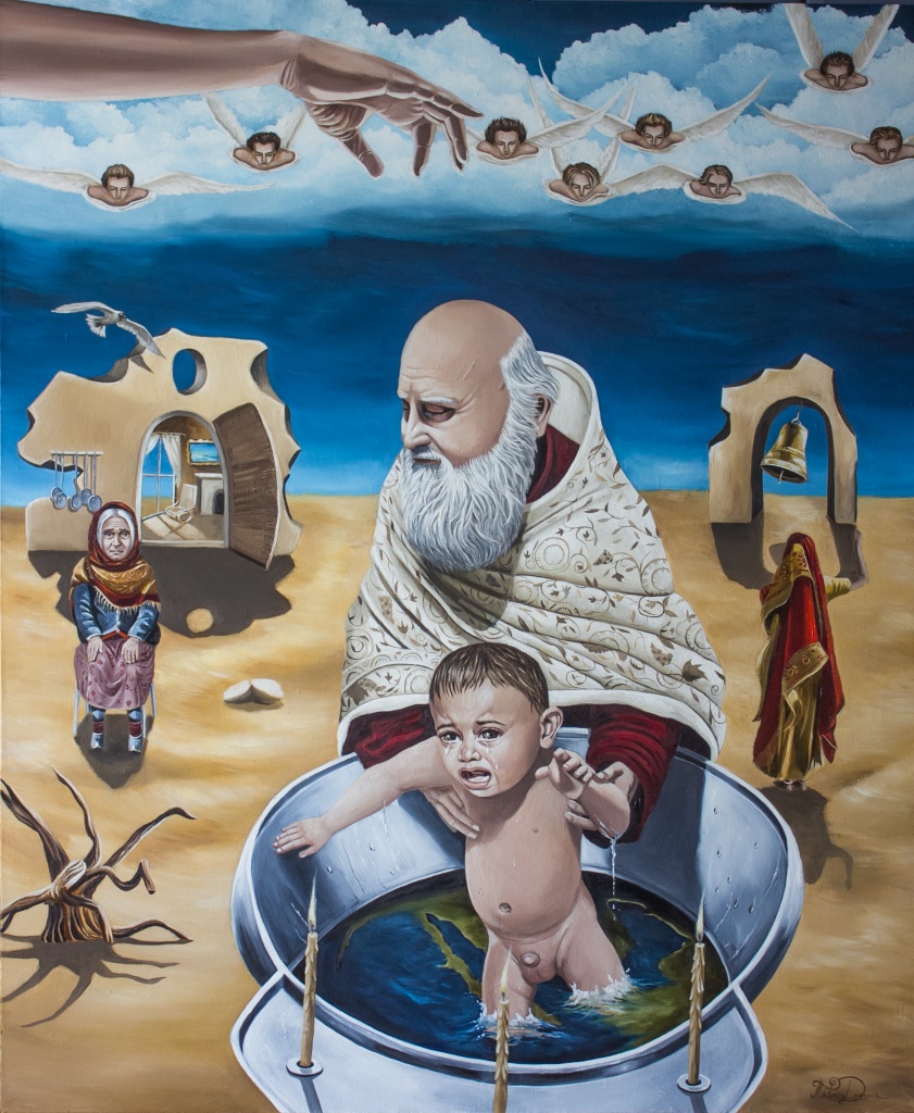 Ceremony of Baby Baptism 120х100cm oil on canvas, Татьяна Денисова